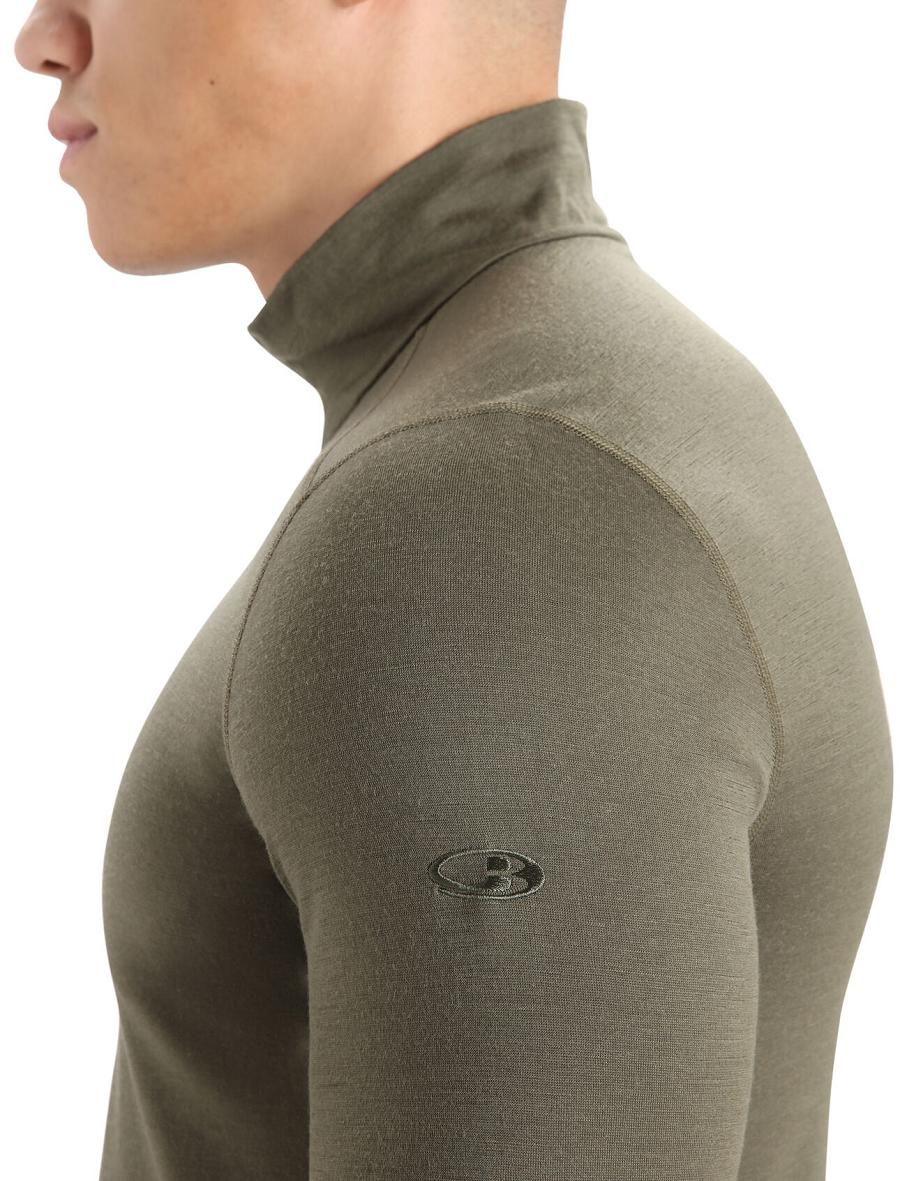 Icebreaker Merino 200 Oasis Long Sleeve Half Zip Thermal Top Férfi Base Layers Olivazöld | HU 1358PJJQ